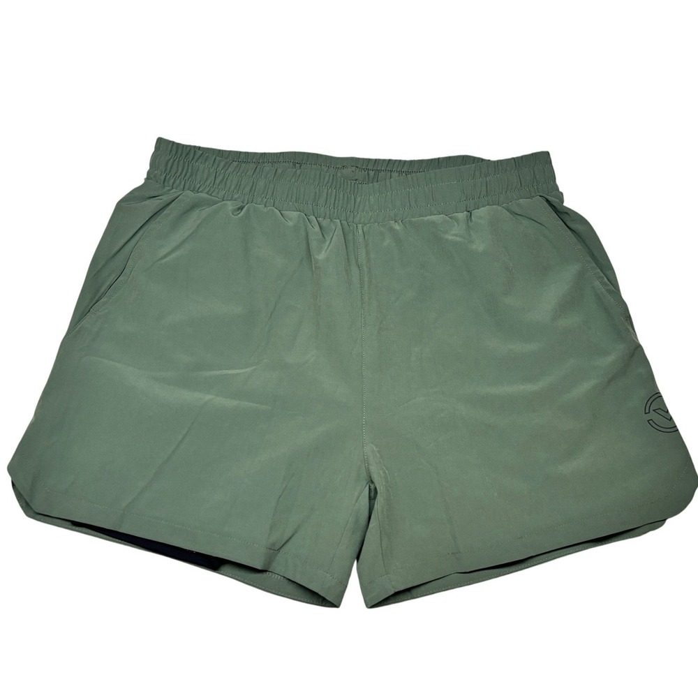 Virus 2N1 Performance Shorts Mens‎ Large Sage Green Lined Zipper Pocket
